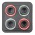 Selectable coloured LED rings.